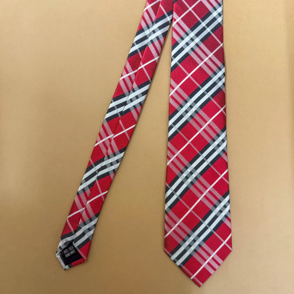 Red Highland Plaid Silk Necktie