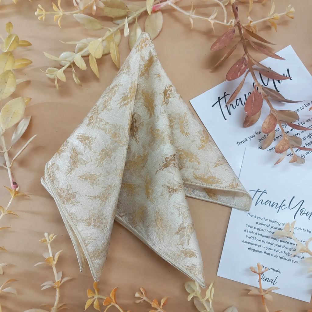 Champagne Floral Silk Pocket Square