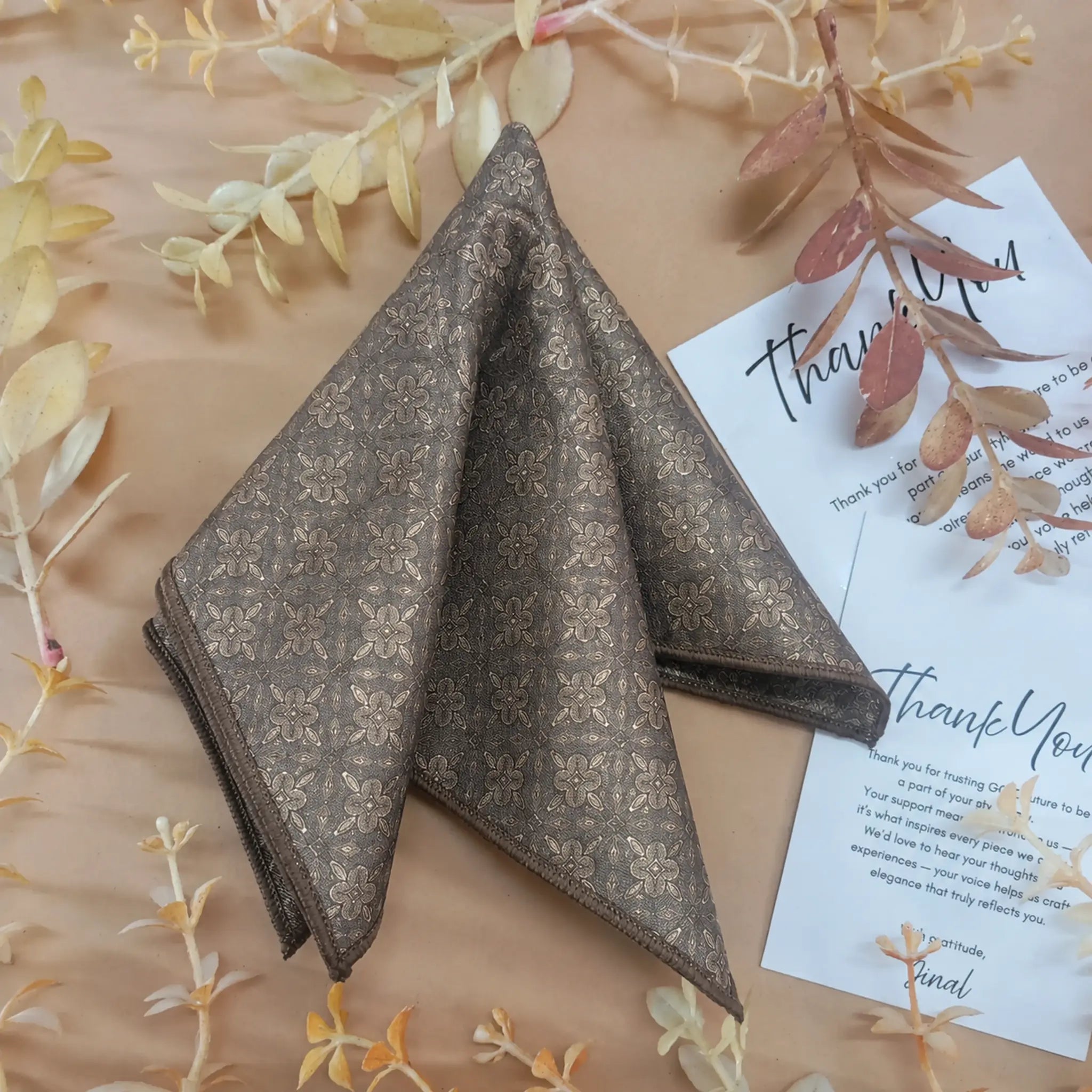 Espresso Heritage Silk Pocket Square