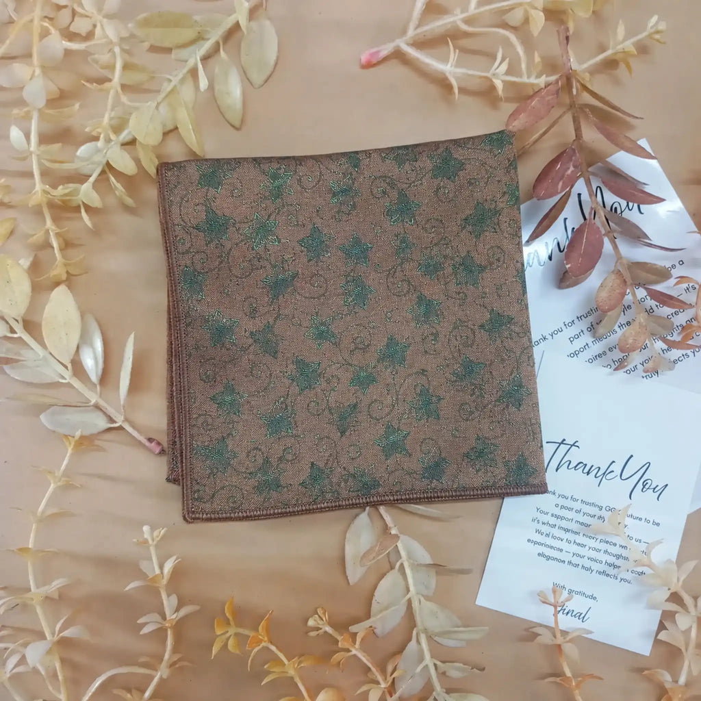 Terracotta Botanical Silk Pocket Square