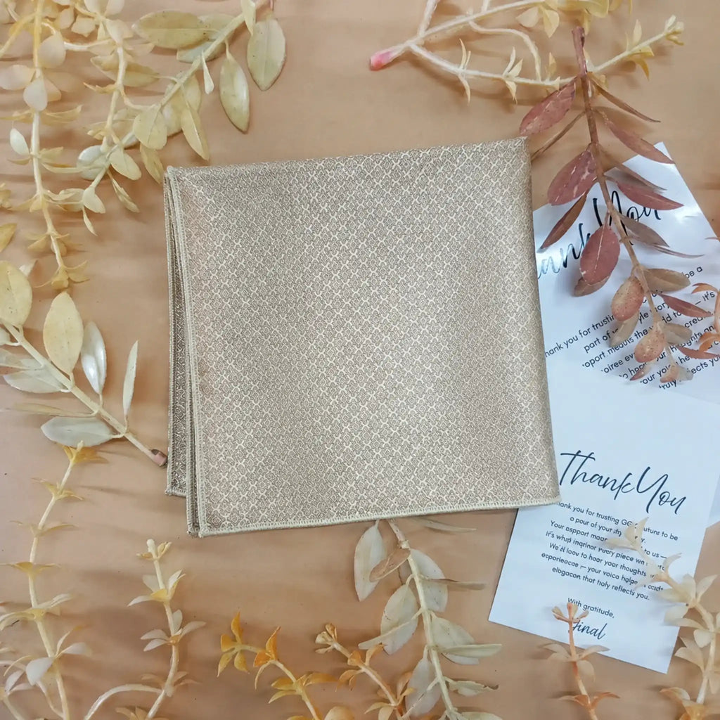 Champagne Textured Silk Pocket Square