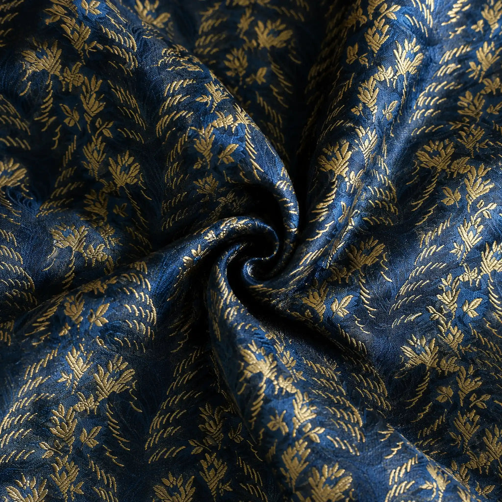 Slate Blue Botanical Silk Pocket Square