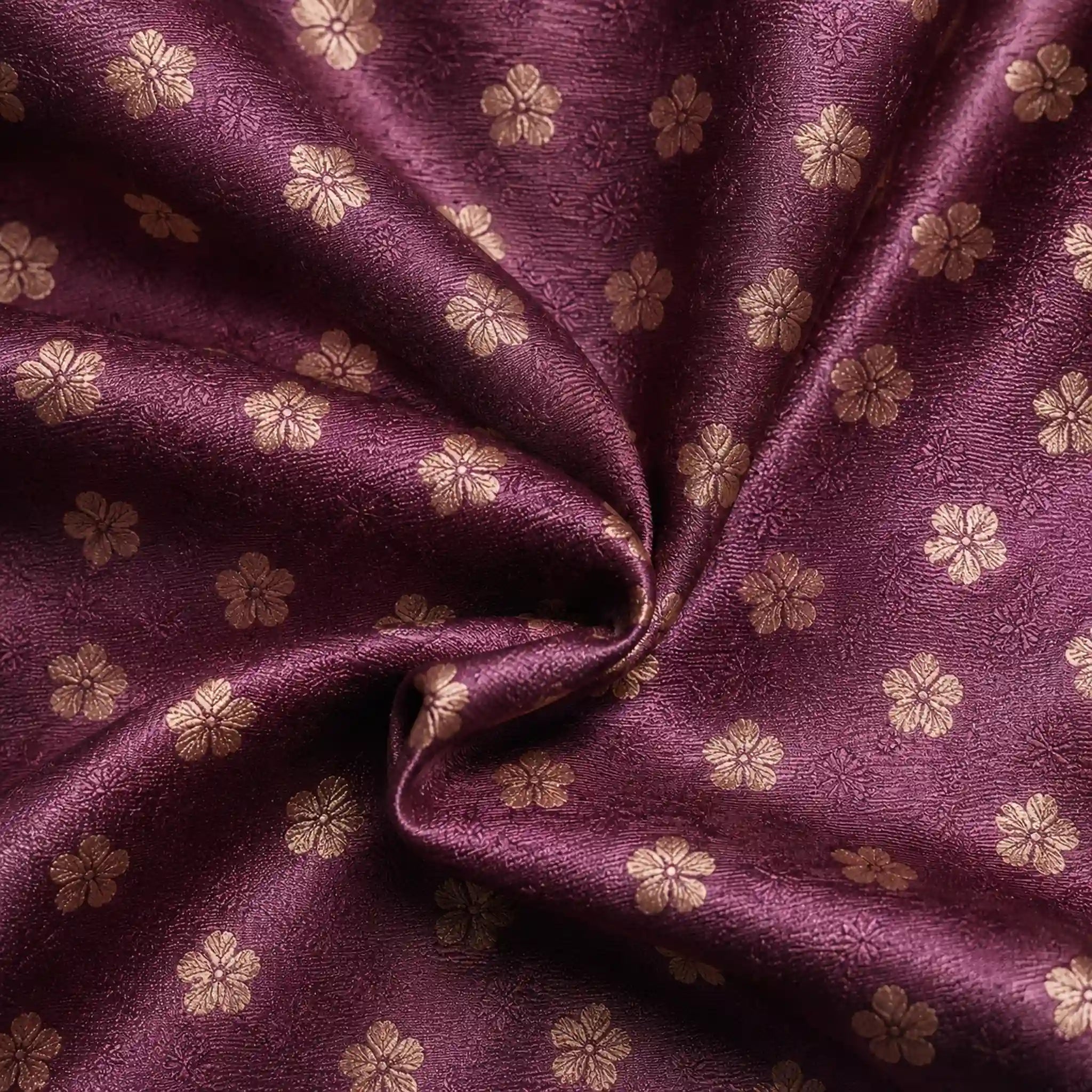 Burgundy Floral Silk Pocket Square