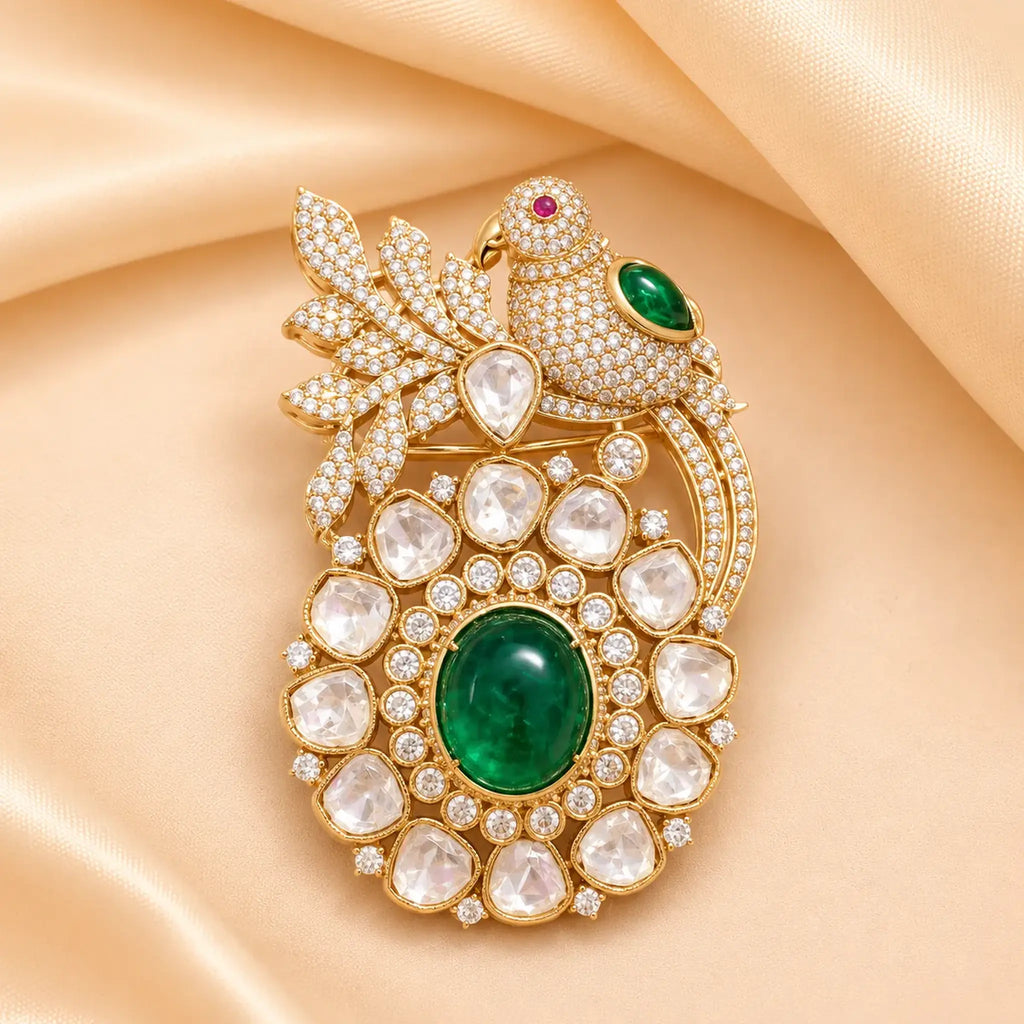 Emerald Mayura Royale Brooch