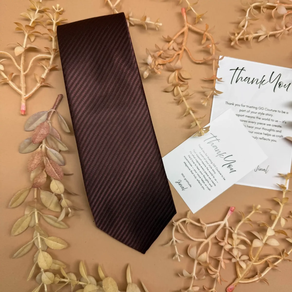 Sandstone Brown Luxe Solid Silk Necktie - Image 2