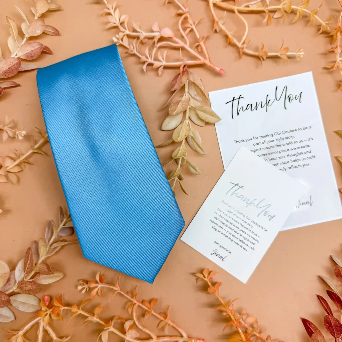 Blue Azure Breeze Solid Silk Necktie - Image 2