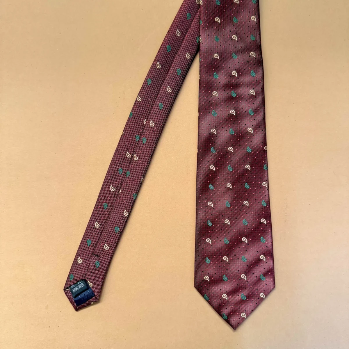 Brown Mini Paisley Silk Necktie - Image 3