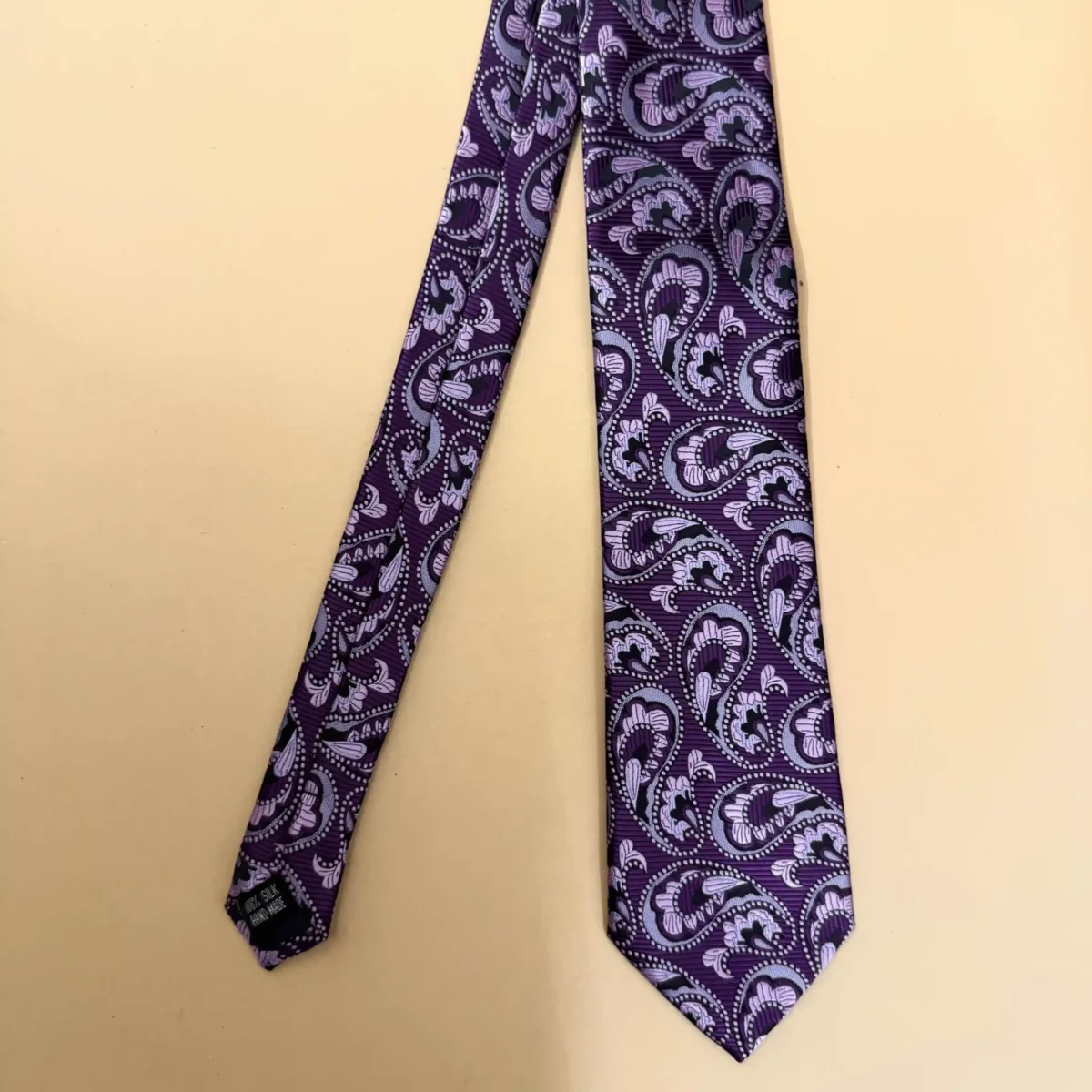 Purple Pink Designer Paisley Silk Necktie - Image 3