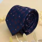 Navy Blue Purple Paisley Silk Necktie