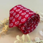 Red White Paisley Silk Necktie