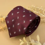 Maroon White Paisley Silk Necktie