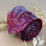 Maroon Blue Designer Paisley Silk Necktie