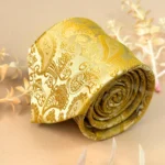 Golden Yellow Designer Paisley Silk Necktie