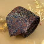 Royal Blue Brown Designer Paisley Silk Necktie