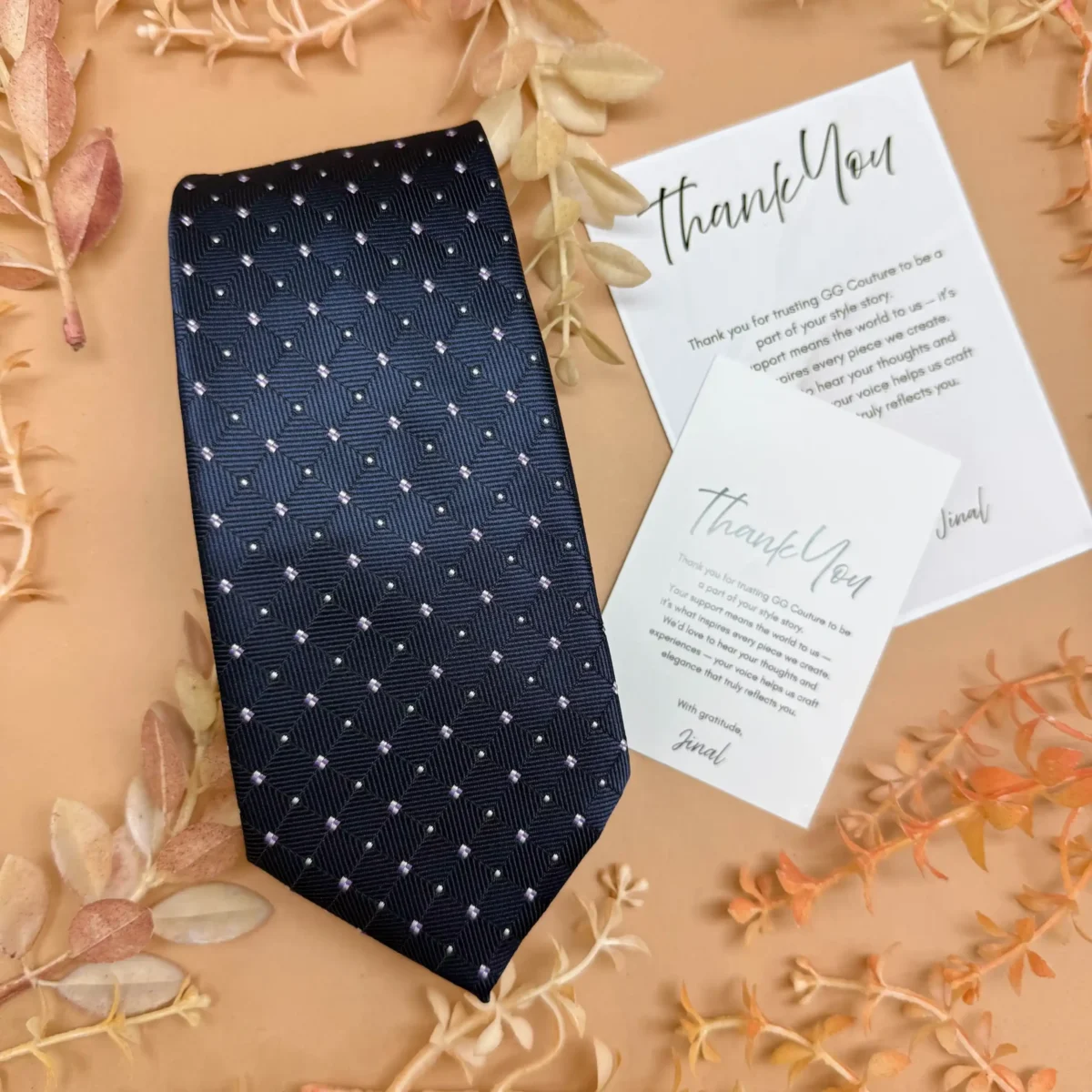 Navy Blue Mini Dot Silk Necktie - Image 2