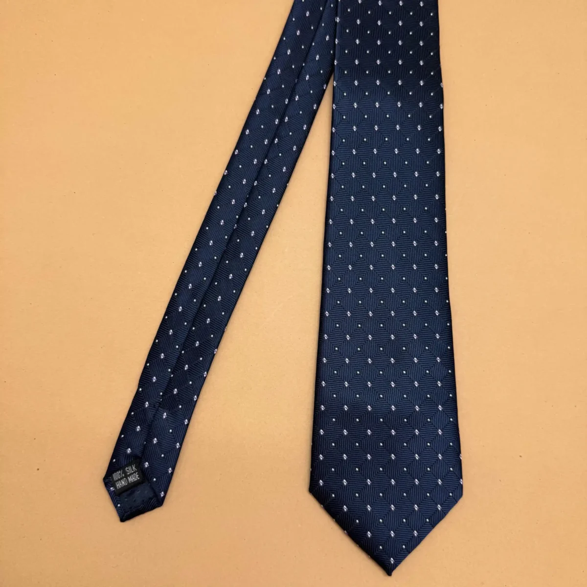 Navy Blue Mini Dot Silk Necktie - Image 3