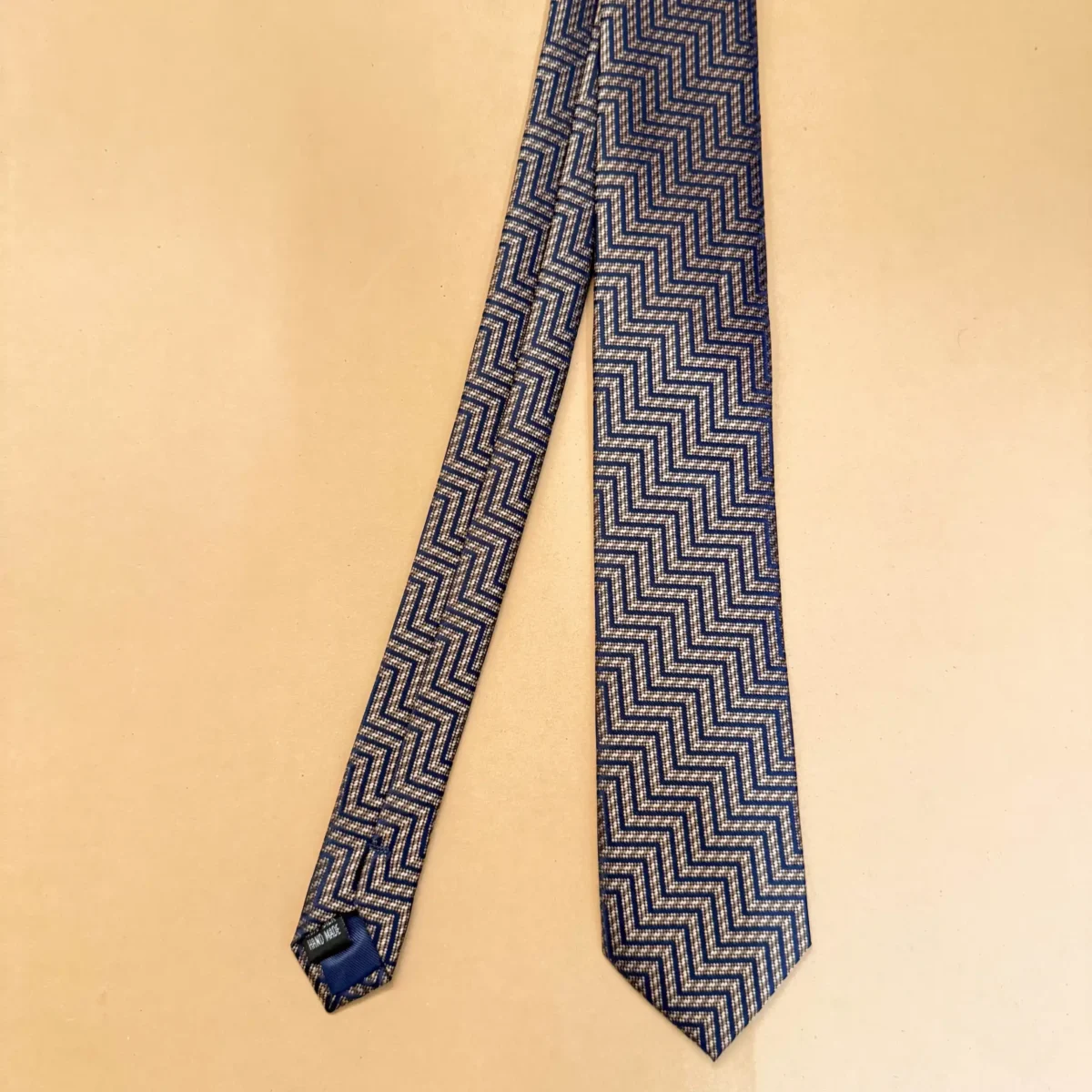 Ochre Herringbone Silk Necktie - Image 3