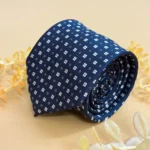 Navy Blue Micro Diamond Silk Necktie
