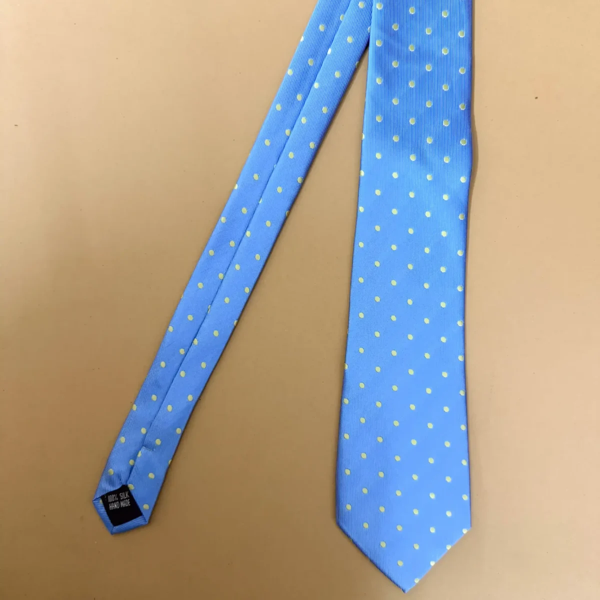Sky Blue Golden Dot Silk Necktie - Image 3