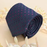 Navy Blue Herringbone Silk Necktie