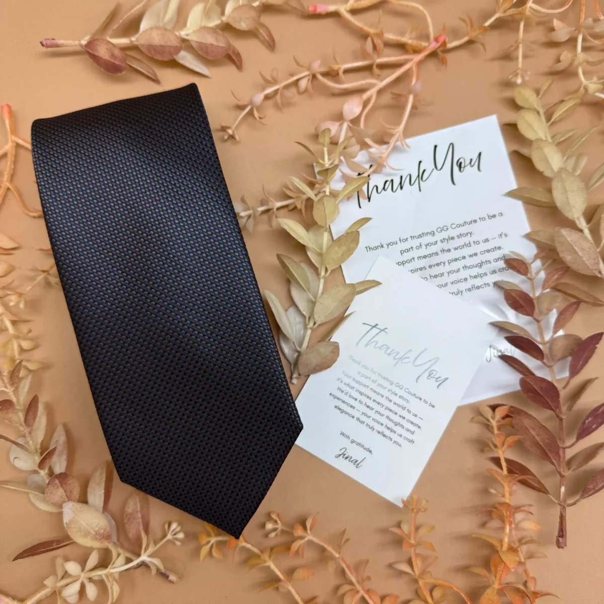 Charcoal Woven Texture Silk Necktie - Image 2