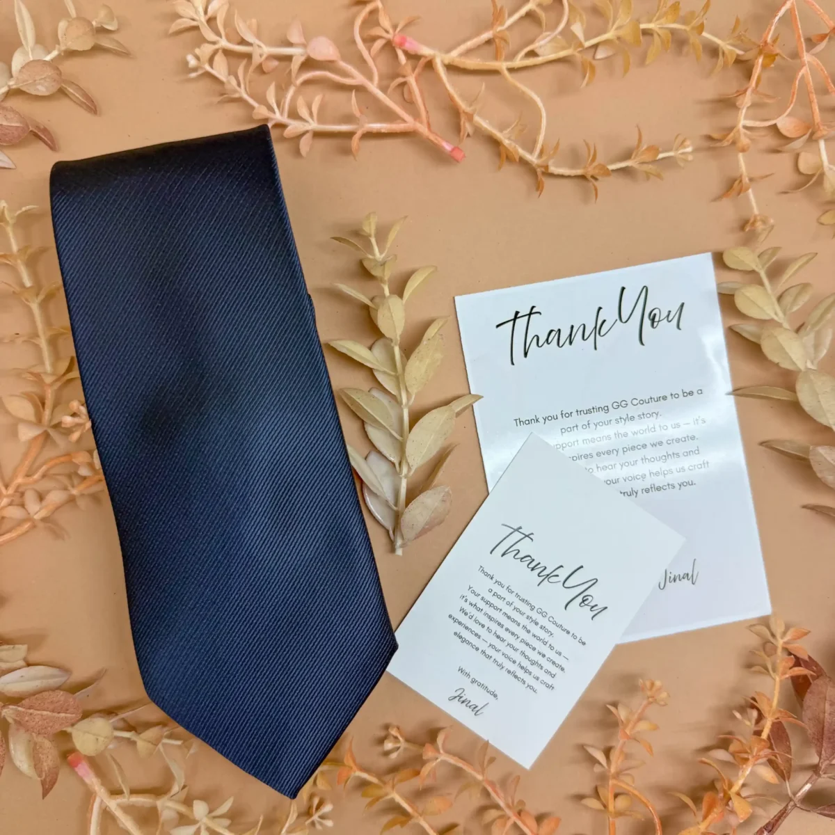 Midnight Crest Navy Blue Solid Silk Necktie - Image 2