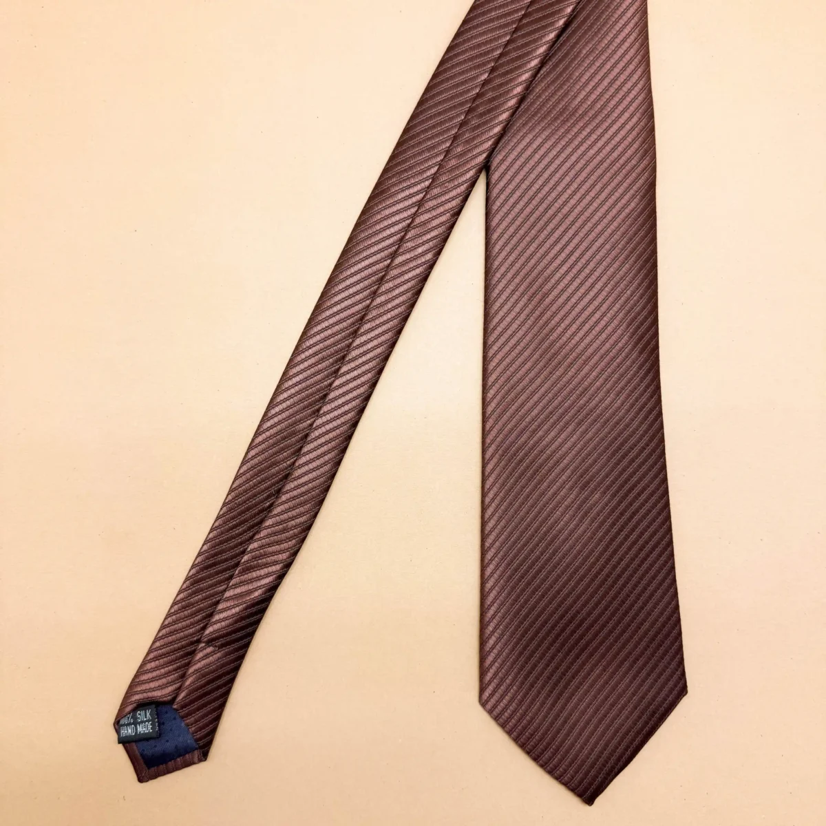 Sandstone Brown Luxe Solid Silk Necktie - Image 3