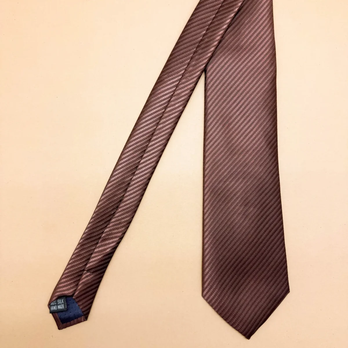 Sandstone Brown Luxe Solid Silk Necktie - Image 3
