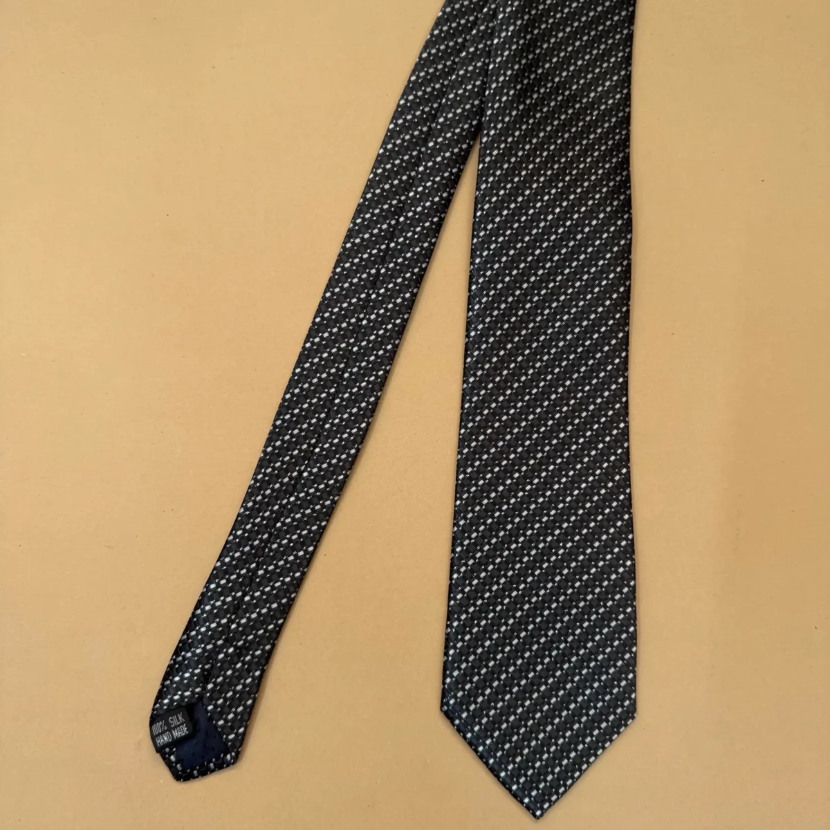Charcoal Diagonal Stripe Silk Necktie - Image 3