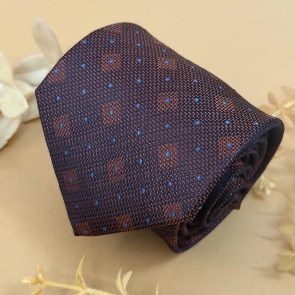 Brown Diamond Dot Silk Necktie