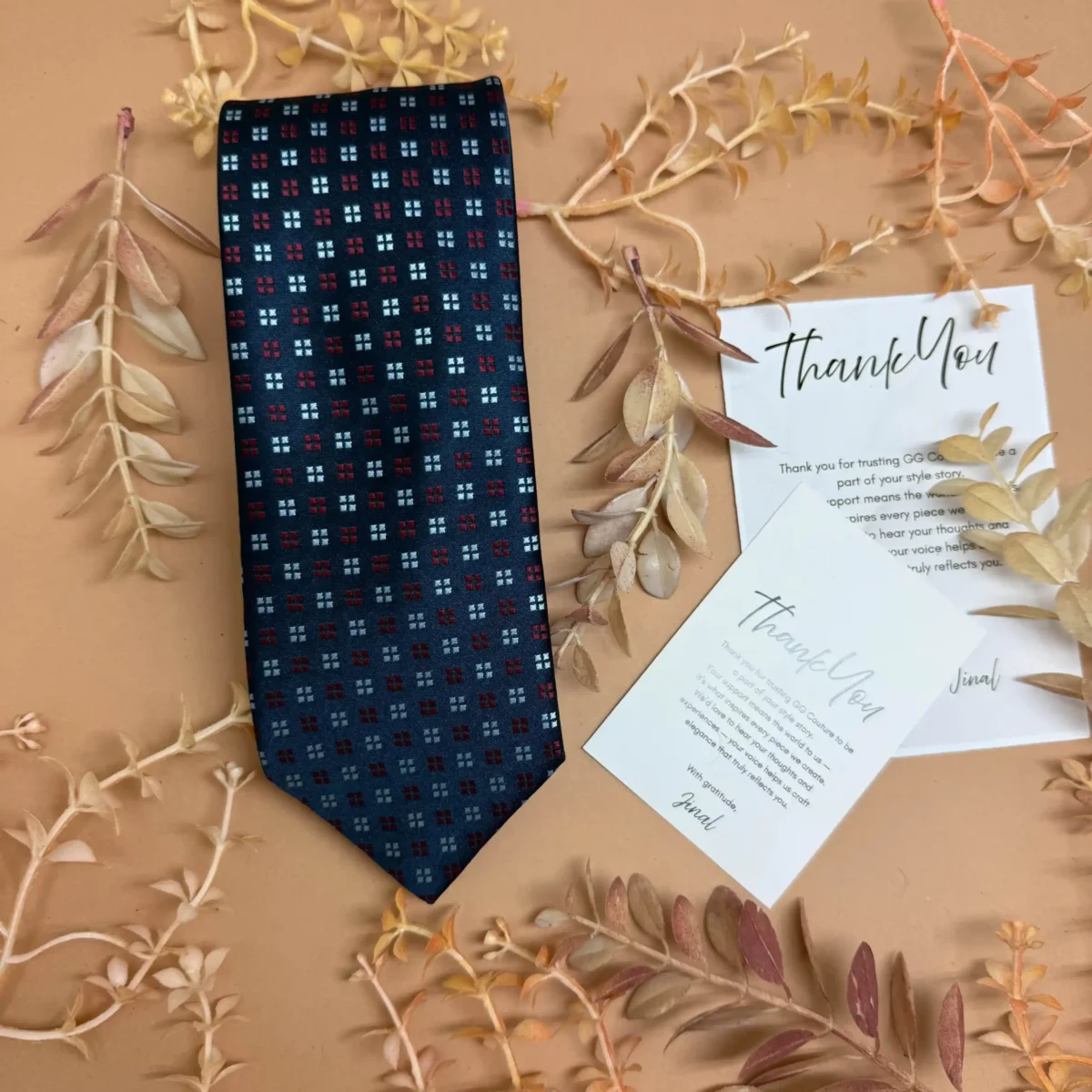 Navy Blue Bold Diamond Silk Necktie - Image 2