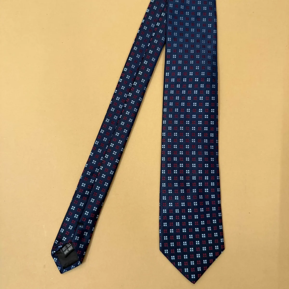 Navy Blue Bold Diamond Silk Necktie - Image 3