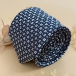 Blue Micro Geometric Motif Silk Necktie