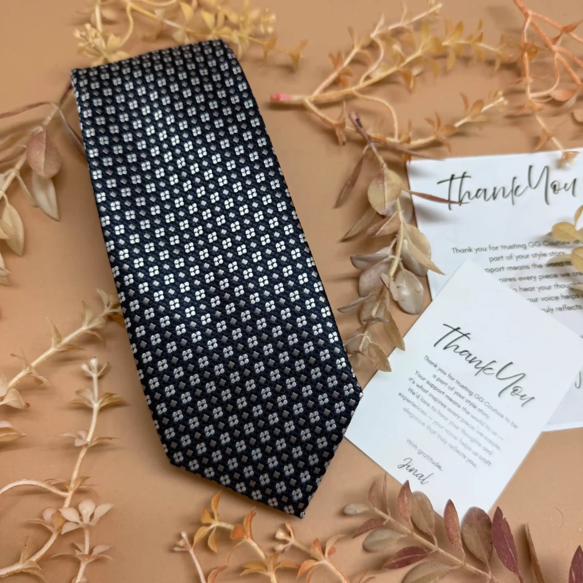 Blue Micro Geometric Motif Silk Necktie - Image 2