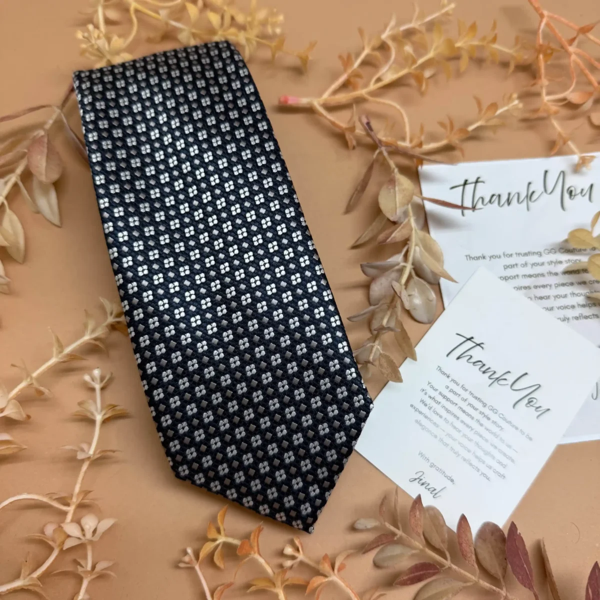 Blue Micro Geometric Motif Silk Necktie - Image 2