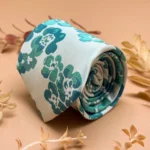 Ivory Blue Floral Silk Necktie