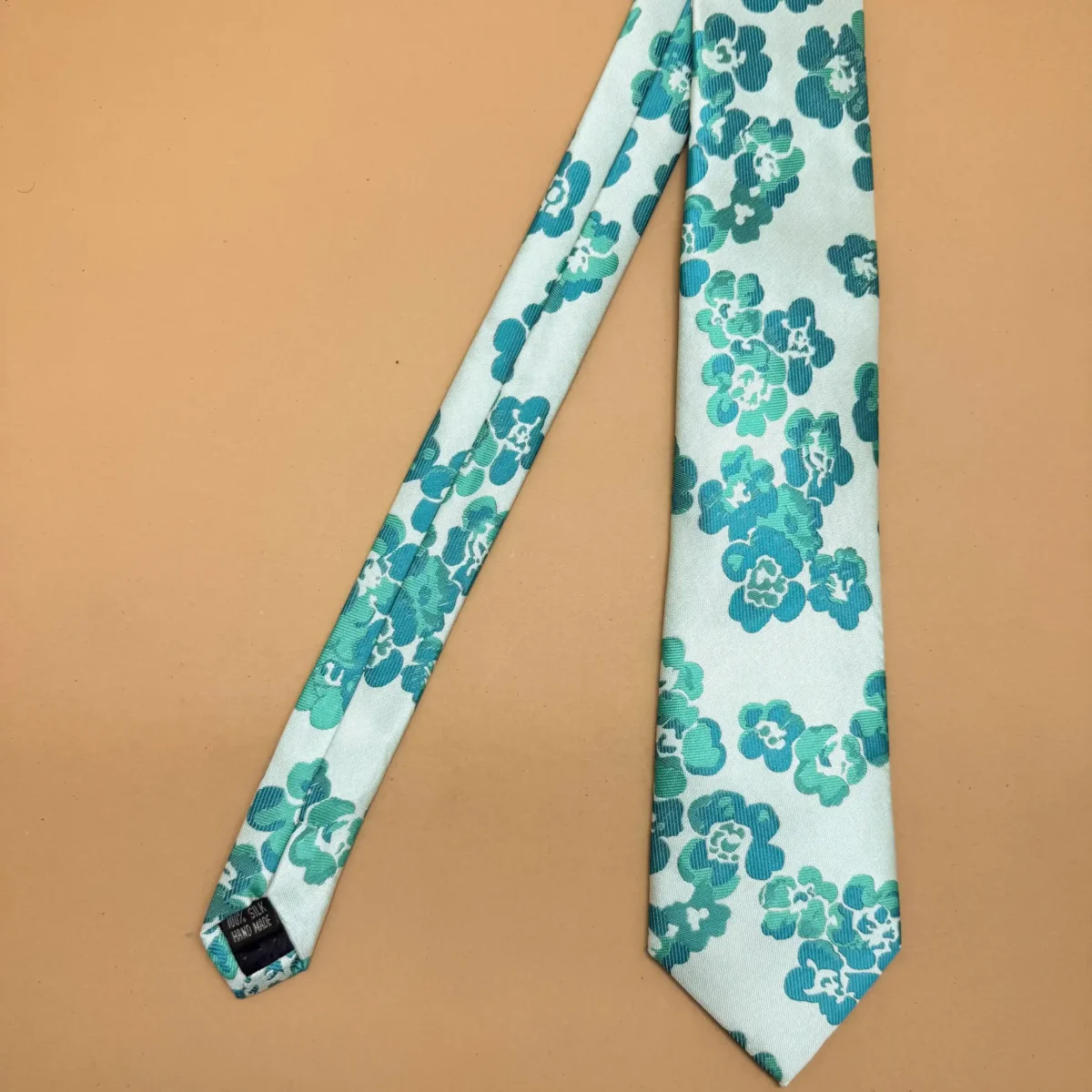 Ivory Blue Floral Silk Necktie - Image 3