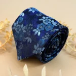 Navy Blue Bloom Floral Silk Necktie