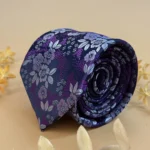 Royal Blue Lilac Garden Floral Silk Necktie