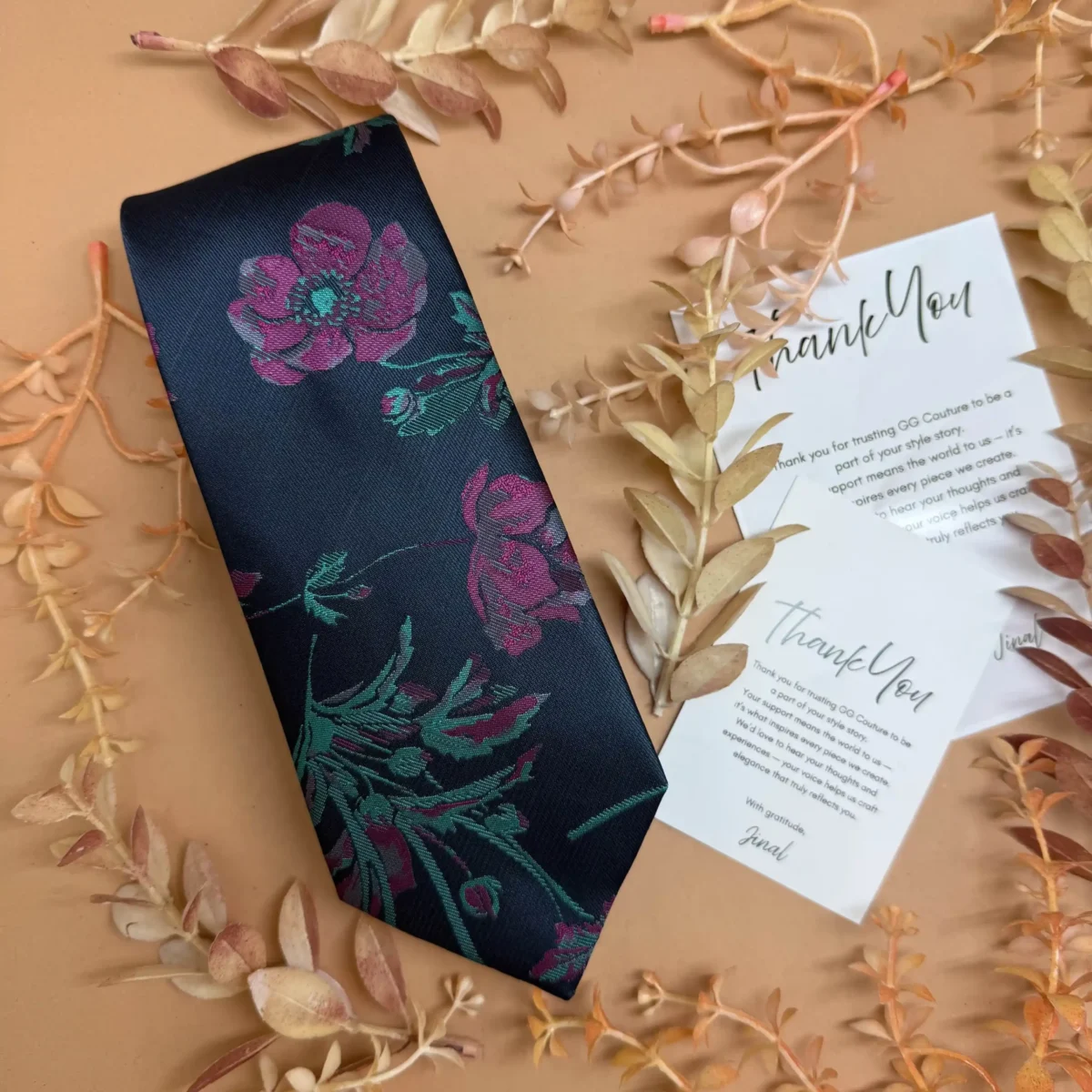 Midnight Multi Floral Silk Necktie - Image 2