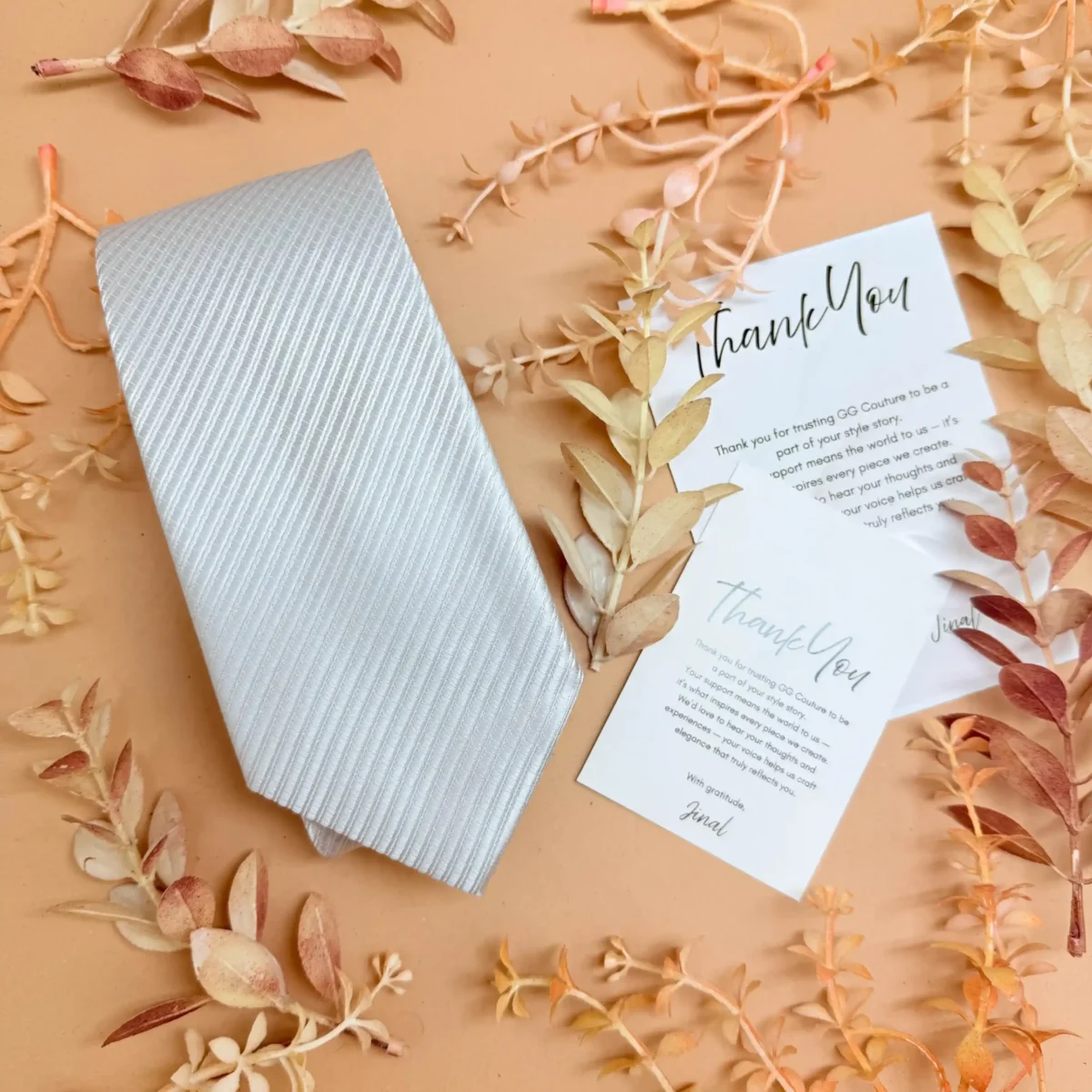 Pearl White Pure Silk Necktie - Image 2