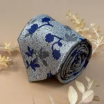 Slate Grey Floral Silk Necktie