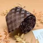 Mocha Grid Abstract Silk Necktie