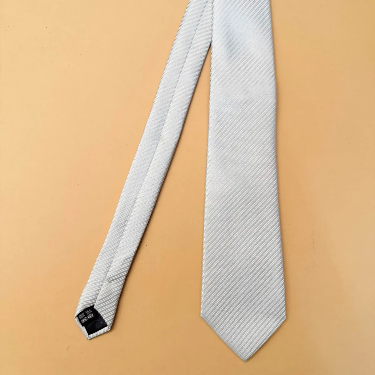 Pearl White Pure Silk Necktie - Image 3