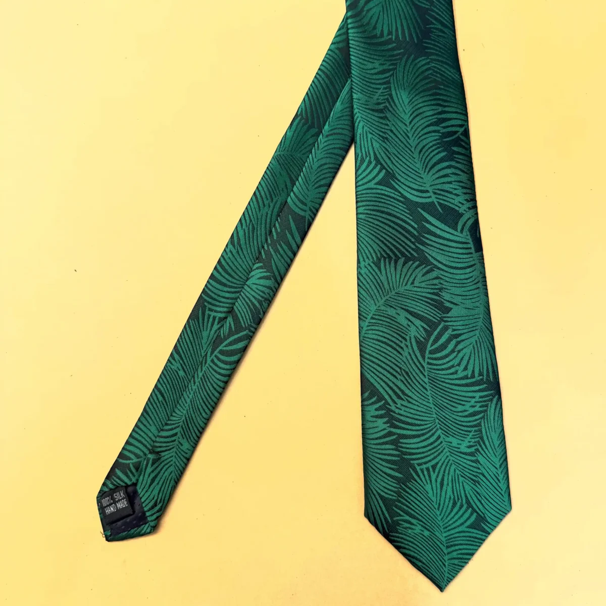 Green Palm Abstract Silk Necktie - Image 3