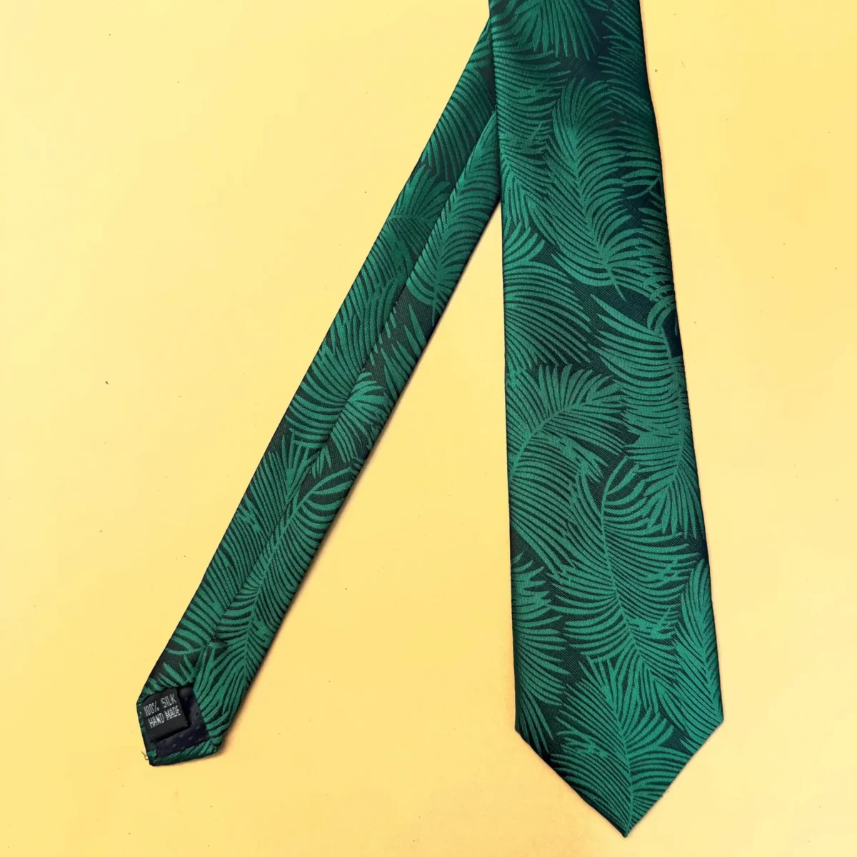 Green Palm Abstract Silk Necktie - Image 3