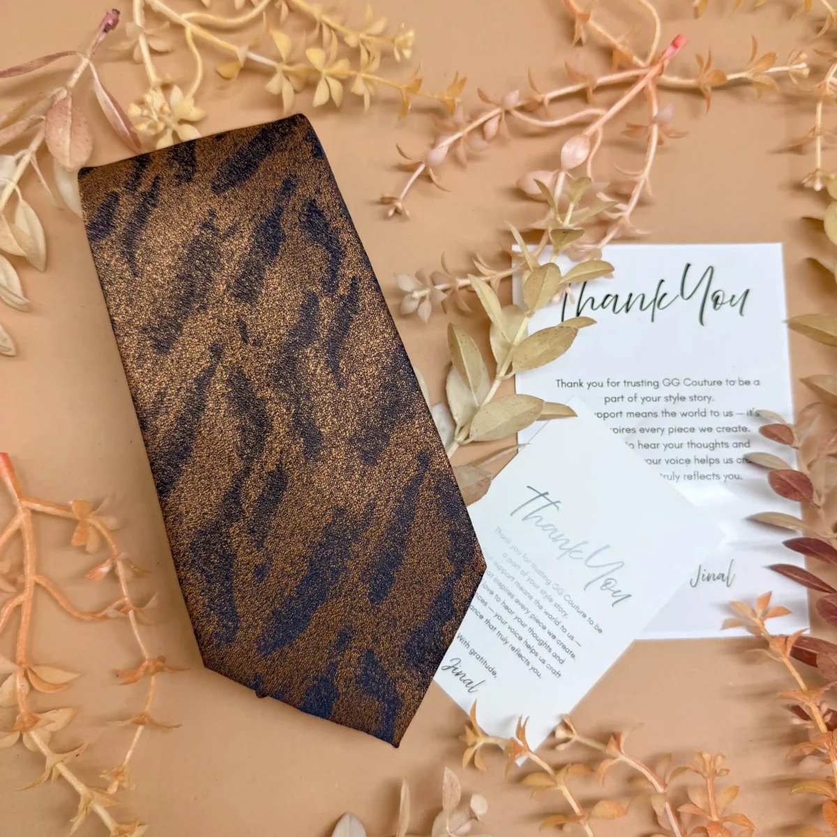 Earth Tone Marble Abstract Silk Necktie - Image 2