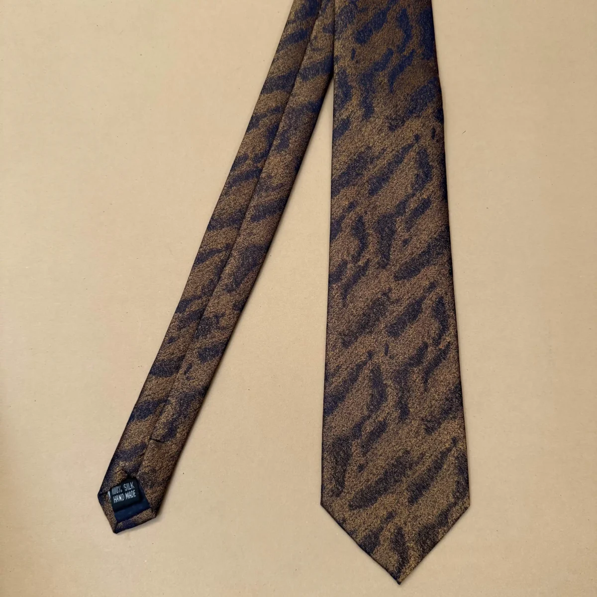 Earth Tone Marble Abstract Silk Necktie - Image 3