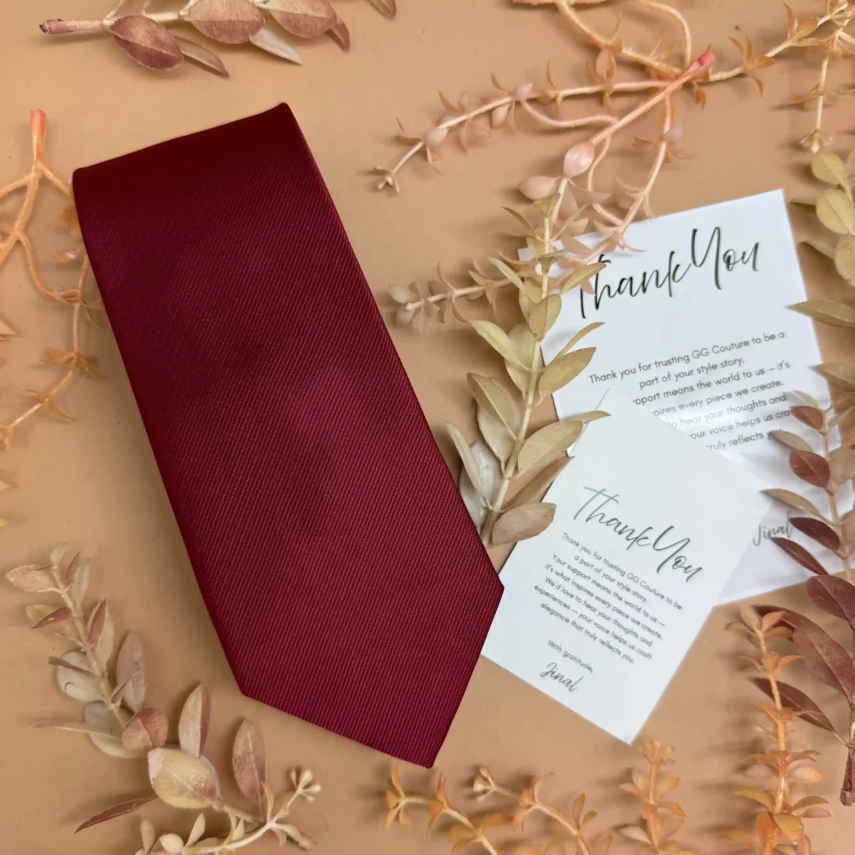 Garnet Maroon Imperial Solid Silk Necktie - Image 2