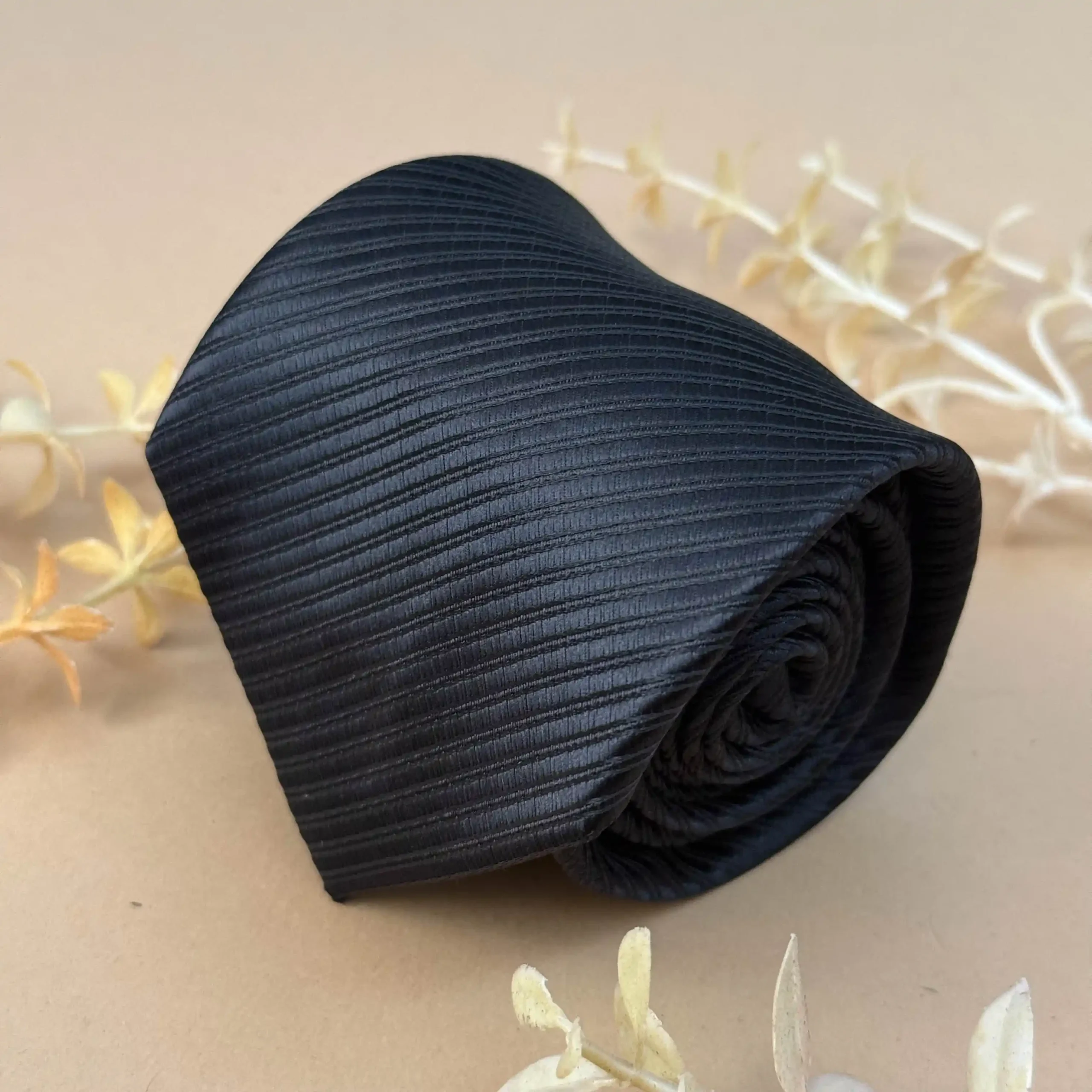 uc Jet Black Noir Prestige Solid Silk Necktie - Image 1